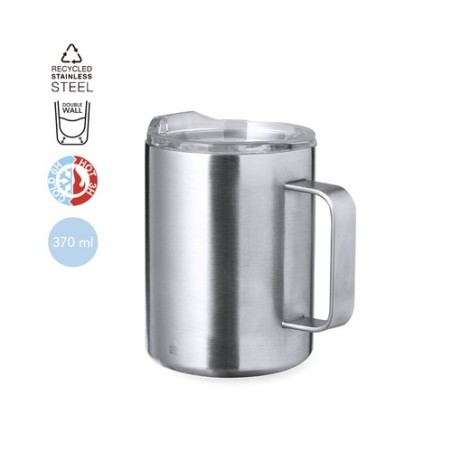 Tasse Isotherme Éco-responsable Personnalisée Thermique - Dovery Couleurs : argenté Matières : acier inoxydable recyclé personna