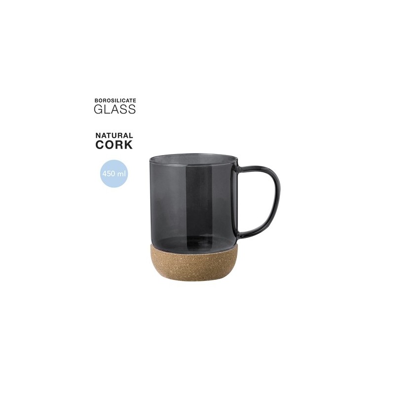 Tasse Personnalisable en Verre Saryne Matières : liège Couleurs : bleu marquage laser ultra précis