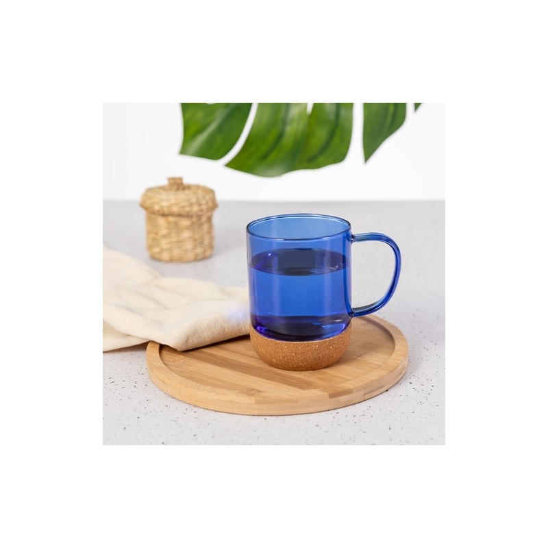 Tasse Personnalisable en Verre Saryne Matières : liège Couleurs : bleu accessoire événementiel unique