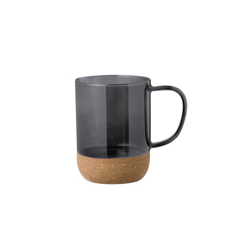 Tasse Personnalisable en Verre Saryne Matières : liège Couleurs : noir goodies publicitaire événementiel