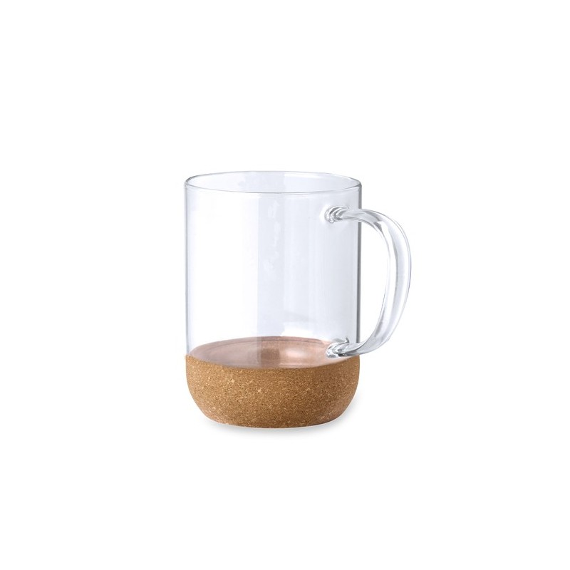 Tasse Personnalisable en Verre Saryne Matières : liège Couleurs : rouge cadeau entreprise pas cher