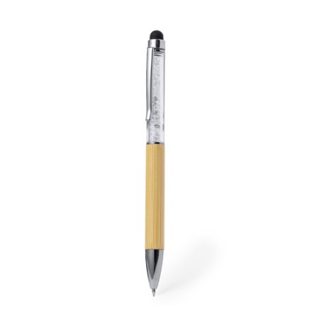 Stylet Éco-responsable Pointeur Personnalisé Bille Loev Matières : bambou Couleurs : blanc