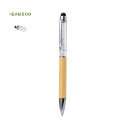 Stylet Éco-responsable Pointeur Personnalisé Bille Loev Matières : bambou Couleurs : blanc 2