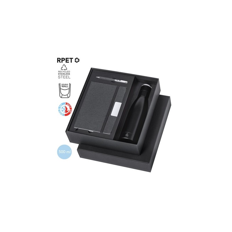 Set d'Objets Publicitaires Personnalisés : Cahier, Stylo et Bouteille Isotherme Datiford pas cher personnalisable avec votre log