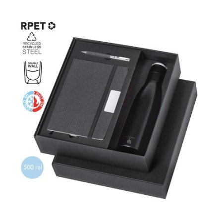 Set d'Objets Publicitaires Personnalisés : Cahier, Stylo et Bouteille Isotherme Datiford pas cher personnalisable avec votre log