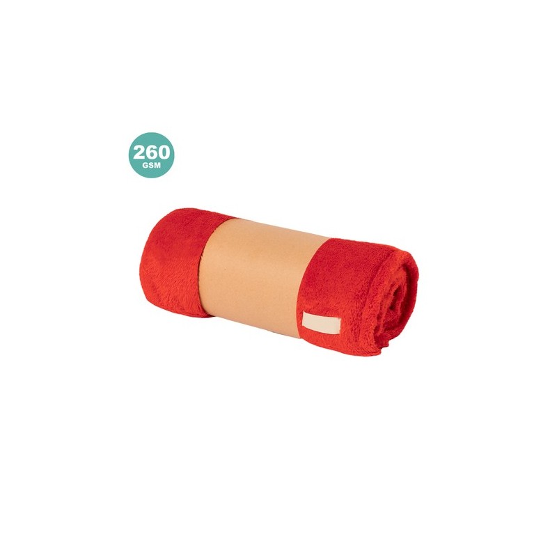 Couverture Personnalisée en Molleton - Durmok Matières : polaire Couleurs : rouge objet promotionnel éco-responsable
