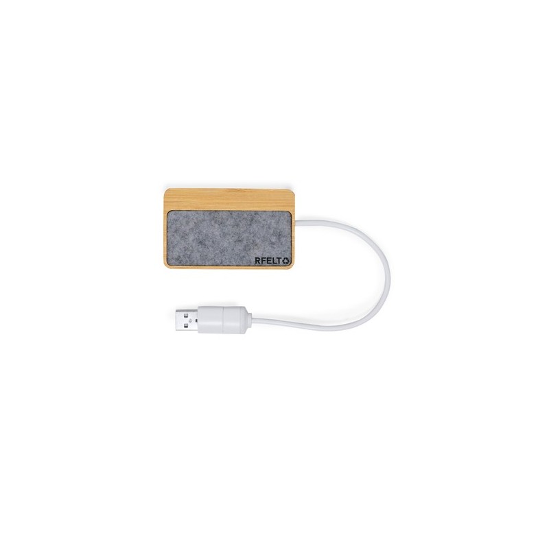 Port USB Pratique Éco-responsable Personnalisé pas cher - Barney Matières : bambou Couleurs : gris