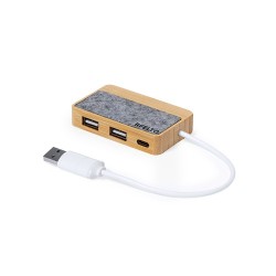 Port USB Pratique Éco-responsable Personnalisé pas cher - Barney Matières : bambou Couleurs : gris marquage laser ultra précis