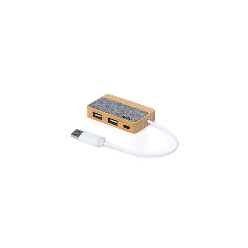 Port USB Pratique Éco-responsable Personnalisé pas cher - Barney Matières : bambou Couleurs : gris marquage laser ultra précis