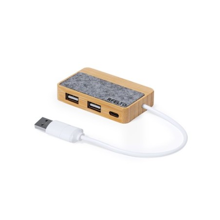Port USB Pratique Éco-responsable Personnalisé pas cher - Barney Matières : bambou Couleurs : gris marquage laser ultra précis