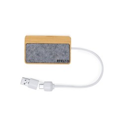 Port USB Pratique Éco-responsable Personnalisé pas cher - Barney Matières : bambou Couleurs : gris livraison express 24h 48h