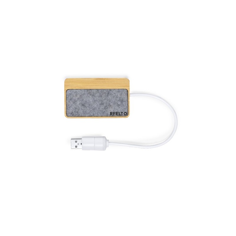 Port USB Pratique Éco-responsable Personnalisé pas cher - Barney Matières : bambou Couleurs : gris objet promotionnel éco-respon