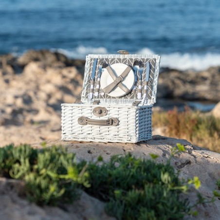 Sac Isotherme Thermique Personnalisé pour Picnic Midland Matières : osier Couleurs : blanc marquage laser ultra précis