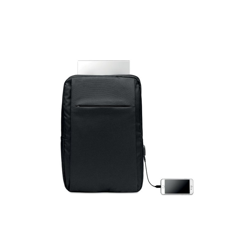 Sac à dos  300D RPET pour ordinateur - SEOUL personnalisé pas cher Matières : PET Couleurs : noir personnalisable avec votre log
