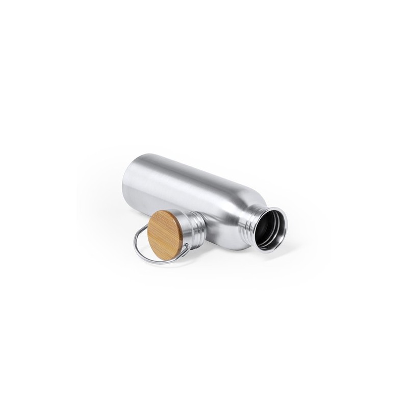 Gourde Personnalisable Éco-responsable Bidon Rangler Matières : bambou Couleurs : argenté