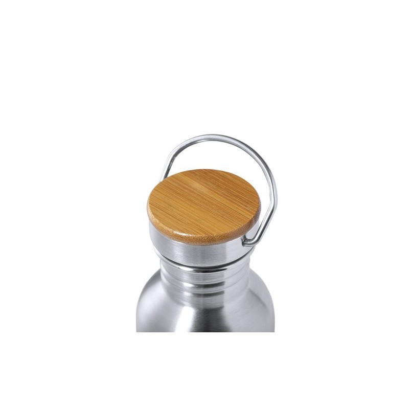 Gourde Personnalisable Éco-responsable Bidon Rangler Matières : bambou Couleurs : argenté impression haute définition
