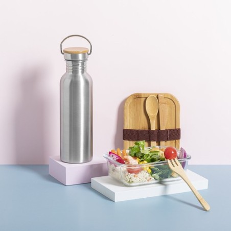 Gourde Personnalisable Éco-responsable Bidon Rangler Matières : bambou Couleurs : argenté objet promotionnel éco-responsable