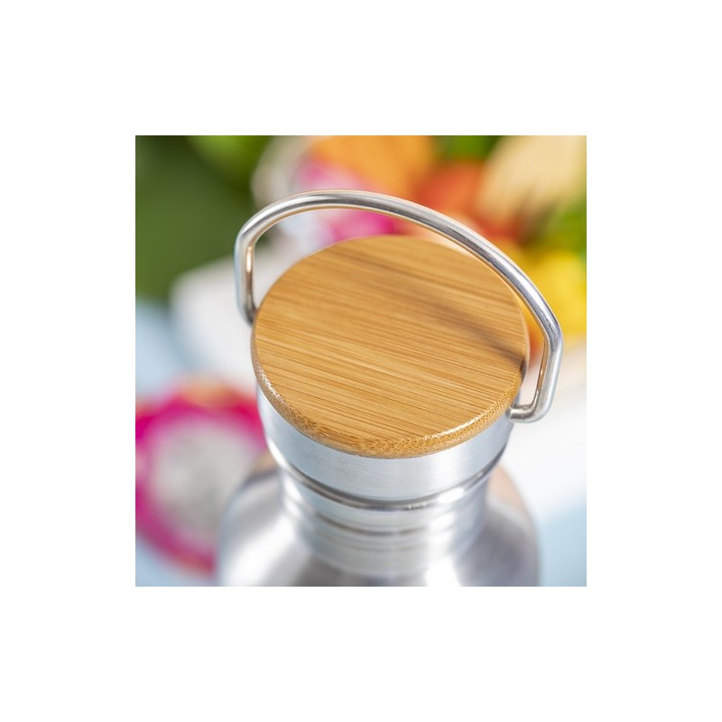 Gourde Personnalisable Éco-responsable Bidon Rangler Matières : bambou Couleurs : argenté cadeau collaborateur premium