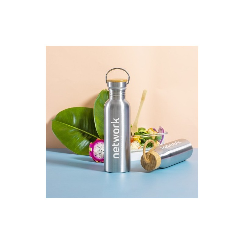 Gourde Personnalisable Éco-responsable Bidon Rangler Matières : bambou Couleurs : argenté accessoire événementiel unique