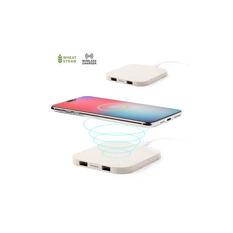 Chargeur Éco-Friendly Sans Fil Personnalisé Riens Matières : ABS Couleurs : naturel cadeau entreprise pas cher