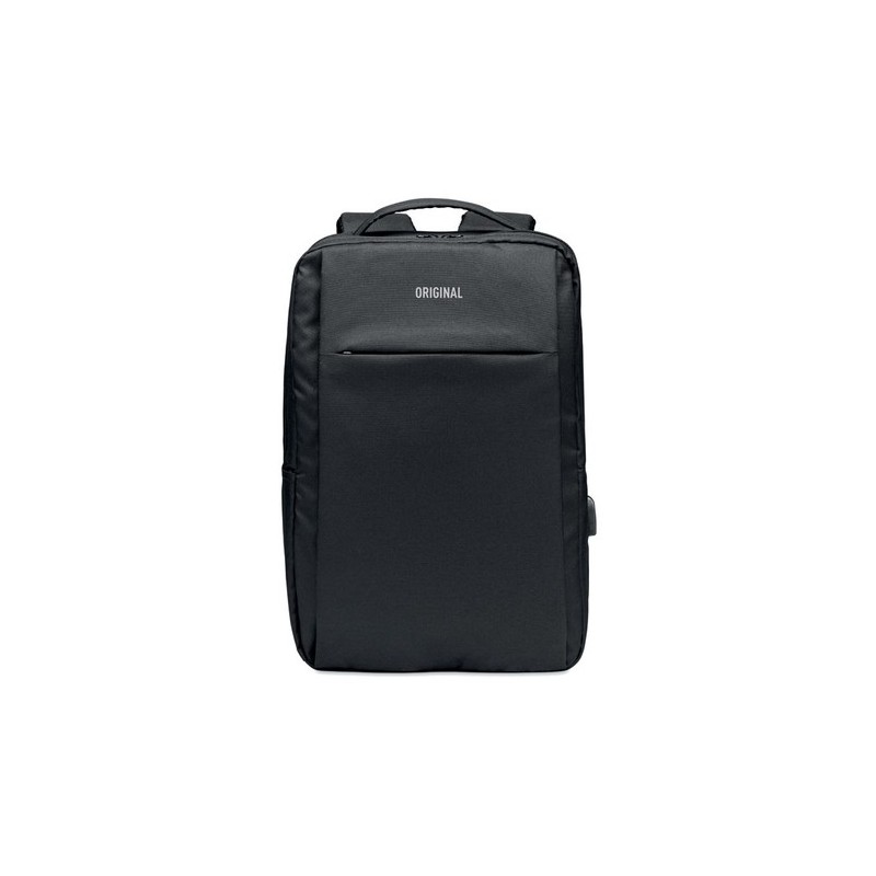 Sac à dos  300D RPET pour ordinateur - SEOUL personnalisé pas cher Matières : PET Couleurs : noir marquage laser ultra précis