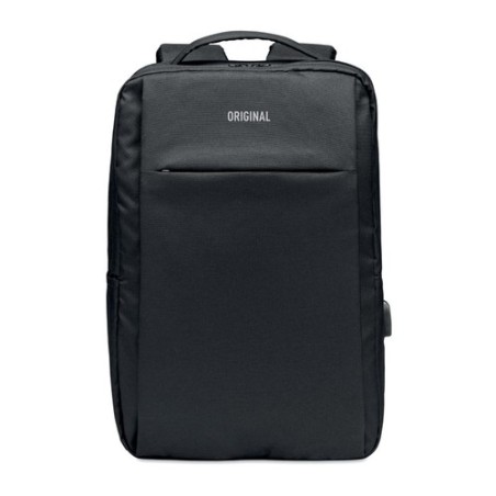 Sac à dos  300D RPET pour ordinateur - SEOUL personnalisé pas cher Matières : PET Couleurs : noir marquage laser ultra précis