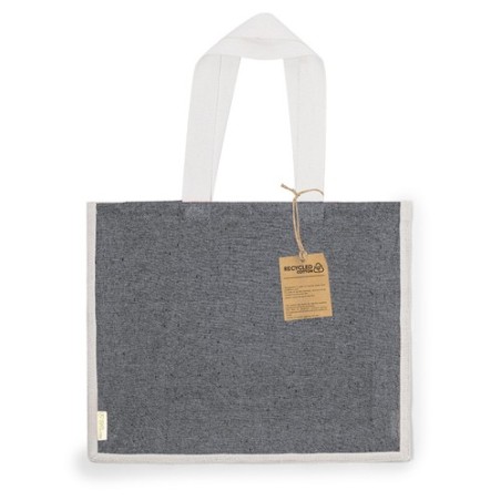Sac Éco-responsable et Pratique Personnalisé de Shopping Talara pas cher Matières : coton recyclé Couleurs : noir impression hau