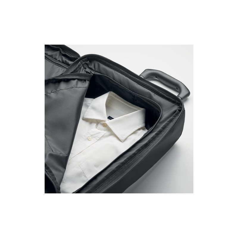 Trolley personnalisé en RPET 600D - Idéal pour vos voyages ARTIC Matières : PET recyclé Couleurs : noir impression haute définit