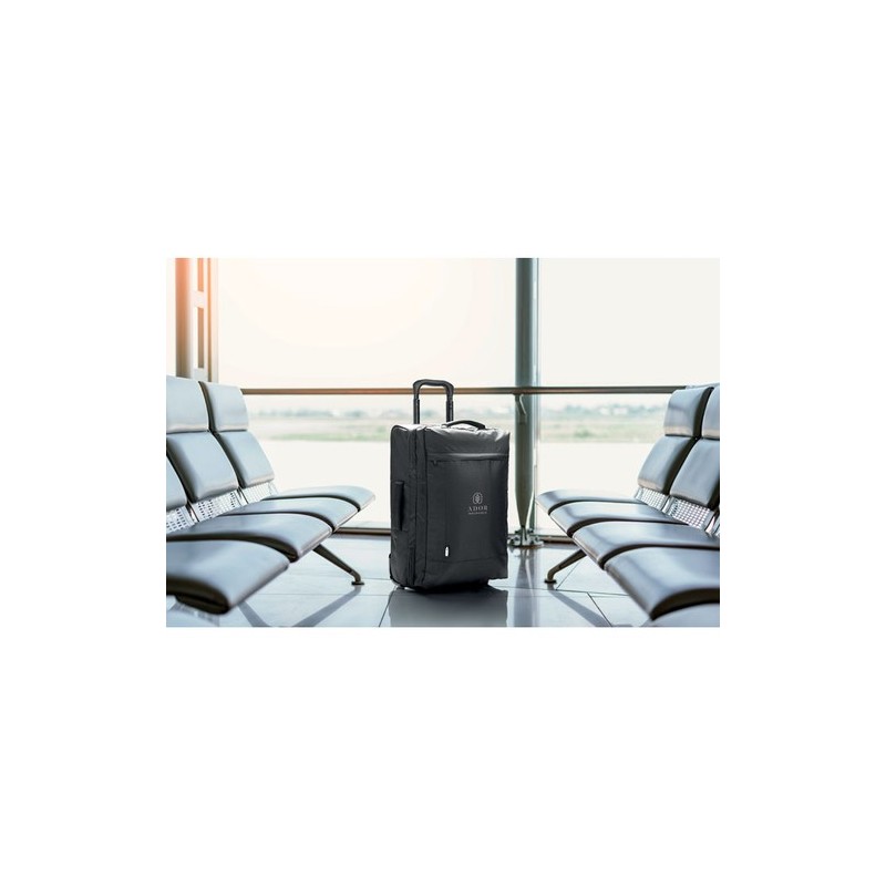 Trolley personnalisé en RPET 600D - Idéal pour vos voyages ARTIC Matières : PET recyclé Couleurs : noir marquage laser ultra pré