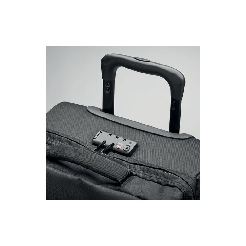 Trolley personnalisé en RPET 600D - Idéal pour vos voyages ARTIC Matières : PET recyclé Couleurs : noir livraison express 24h 48