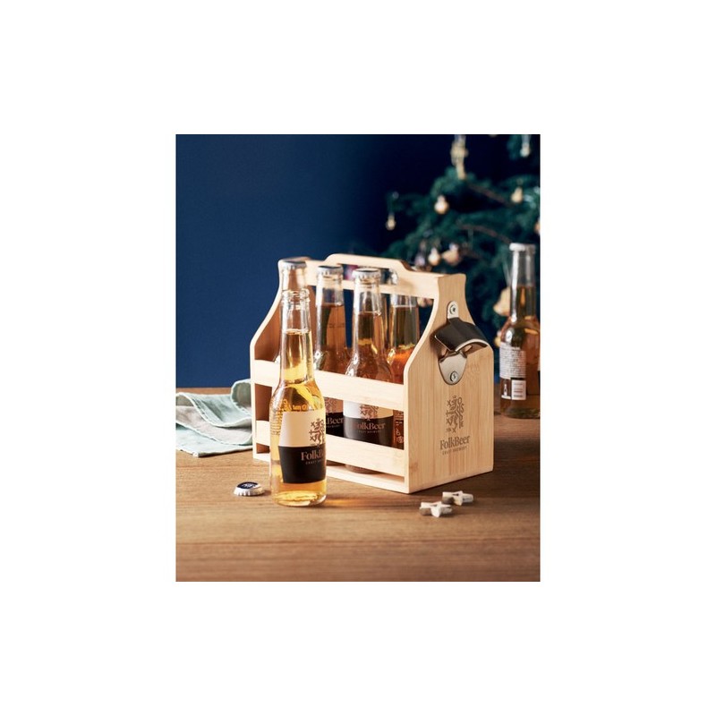 Caisse à bouteilles  en bambou - CABAS Matières : bambou Couleurs : bois marquage laser ultra précis