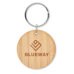 Porte-clés ronds s en bambou - ROUNDBOO Matières : bambou Couleurs : bois cadeau entreprise pas cher