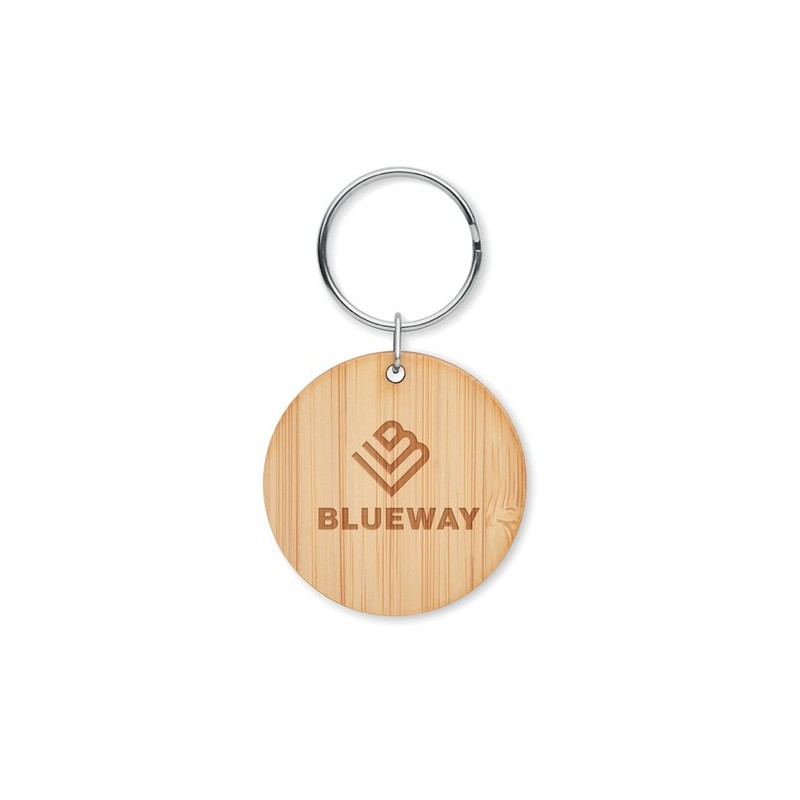 Porte-clés ronds s en bambou - ROUNDBOO Matières : bambou Couleurs : bois cadeau entreprise pas cher