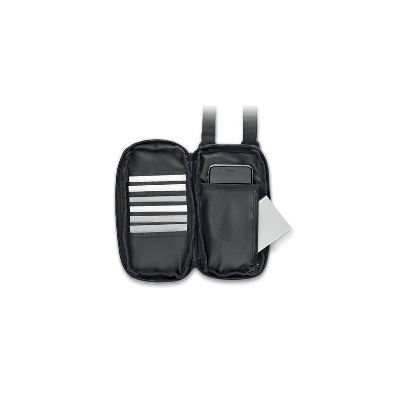 Sacoche pour smartphone durable et personnalisée VALLEY WALLET Matières : PET recyclé Couleurs : noir personnalisable avec votre