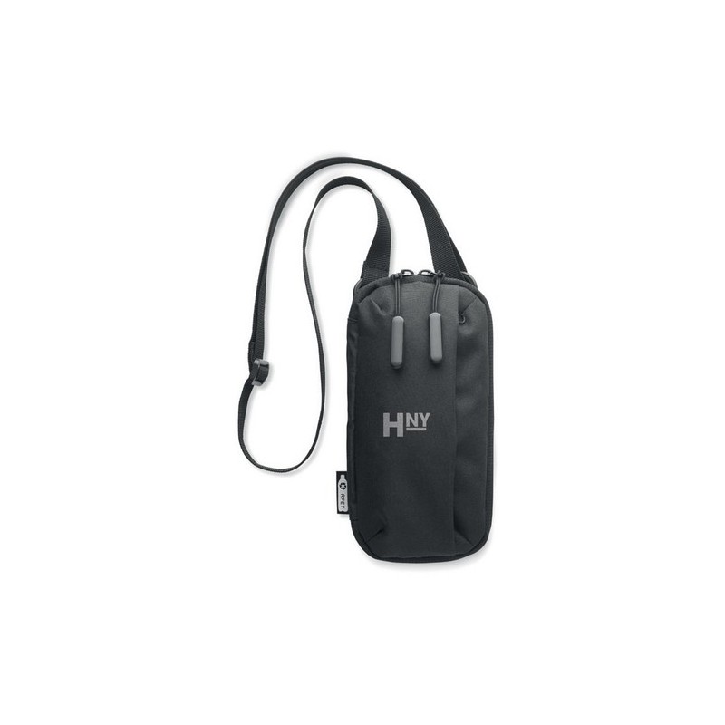 Sacoche pour smartphone durable et personnalisée VALLEY WALLET Matières : PET recyclé Couleurs : noir marquage laser ultra préci