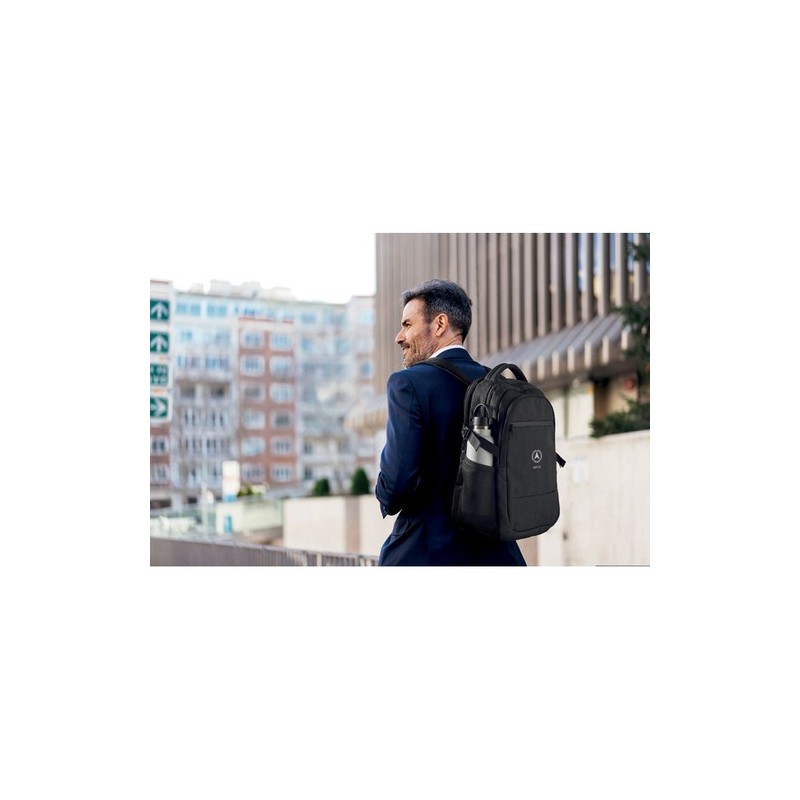 Sacoche Éco-responsable Personnalisable RPET 600D pour Ordinateur HANA Matières : PET recyclé Couleurs : noir marquage laser ult