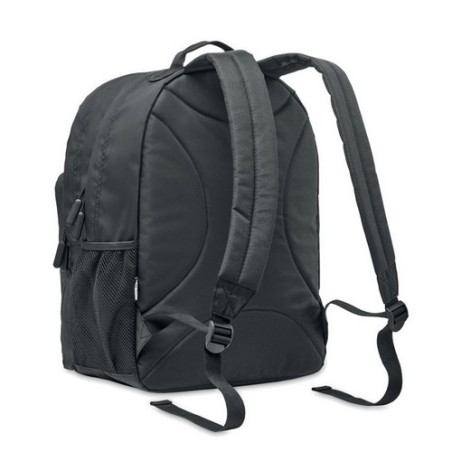 Sac à dos ordinateur  RPET 300D - VALLEY BACKPACK Matières : PET recyclé Couleurs : noir cadeau entreprise pas cher