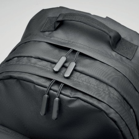Sac à dos ordinateur  RPET 300D - VALLEY BACKPACK Matières : PET recyclé Couleurs : noir goodies publicitaire événementiel