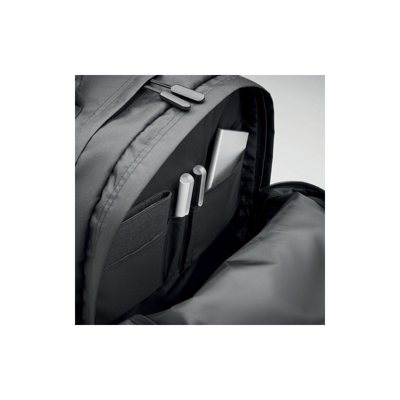 Sac à dos ordinateur  RPET 300D - VALLEY BACKPACK Matières : PET recyclé Couleurs : noir impression haute définition