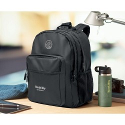 Sac à dos ordinateur  RPET 300D - VALLEY BACKPACK Matières : PET recyclé Couleurs : noir marquage laser ultra précis