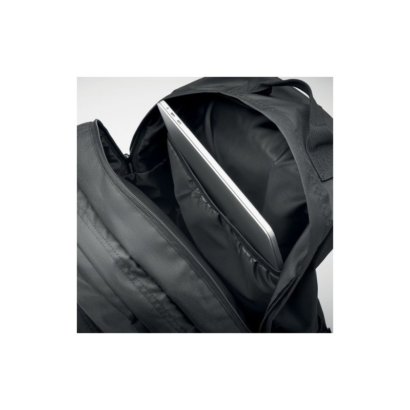 Sac à dos ordinateur  RPET 300D - VALLEY BACKPACK Matières : PET recyclé Couleurs : noir livraison express 24h 48h
