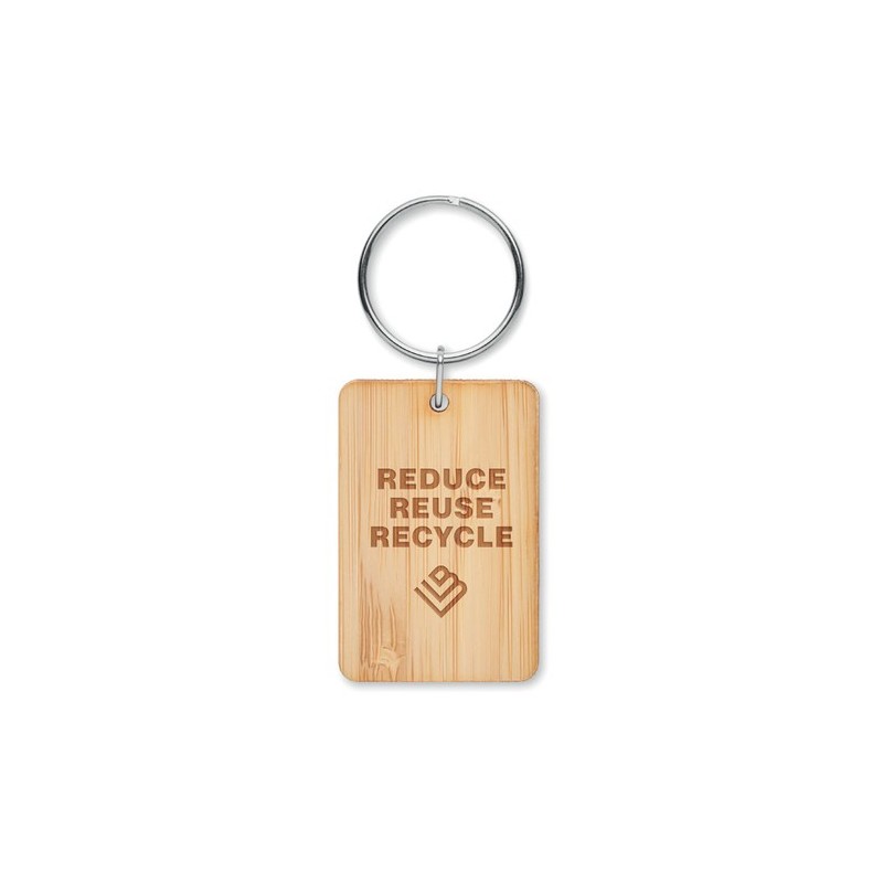Porte-clés rectangulaire en bambou personnalisé ANGLEBOO Matières : bambou Couleurs : bois cadeau entreprise pas cher