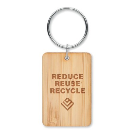 Porte-clés rectangulaire en bambou personnalisé ANGLEBOO Matières : bambou Couleurs : bois cadeau entreprise pas cher