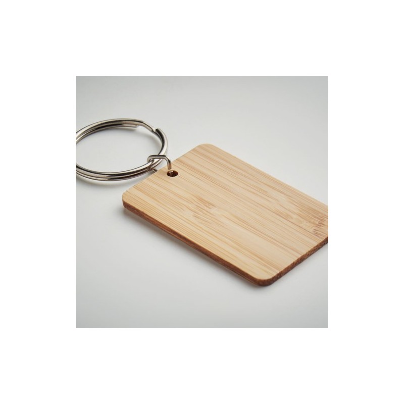 Porte-clés rectangulaire en bambou personnalisé ANGLEBOO Matières : bambou Couleurs : bois goodies publicitaire événementiel