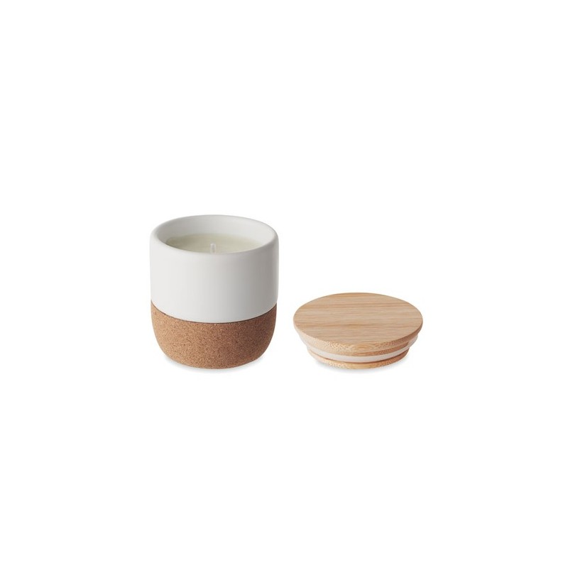 Bougie Parfumée Éco-responsable en Cire Végétale 80 g MENKAURE Matières : grès Couleurs : blanc