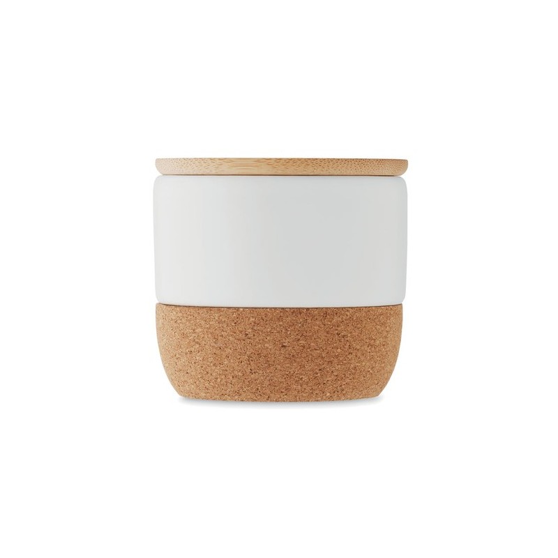 Bougie Parfumée Éco-responsable en Cire Végétale 80 g MENKAURE Matières : grès Couleurs : blanc personnalisable avec votre logo