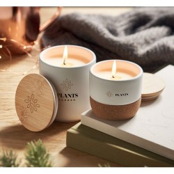 Bougie Parfumée Éco-responsable en Cire Végétale 80 g MENKAURE Matières : grès Couleurs : blanc goodies publicitaire événementie