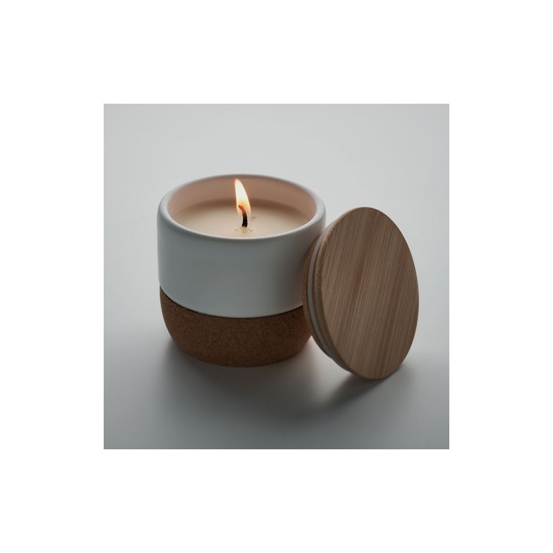 Bougie Parfumée Éco-responsable en Cire Végétale 80 g MENKAURE Matières : grès Couleurs : blanc impression haute définition