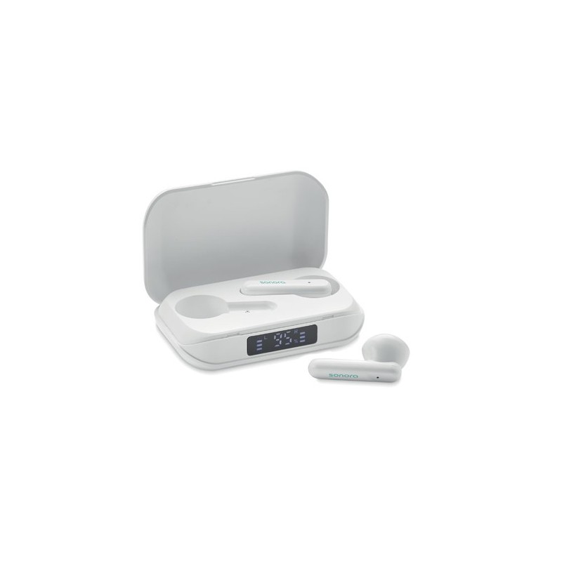 Écouteurs TWS Recyclés Personnalisés en ABS - Quaver Matières : ABS Couleurs : blanc marquage laser ultra précis