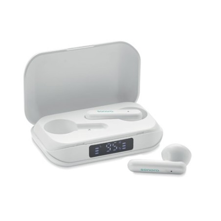 Écouteurs TWS Recyclés Personnalisés en ABS - Quaver Matières : ABS Couleurs : blanc marquage laser ultra précis